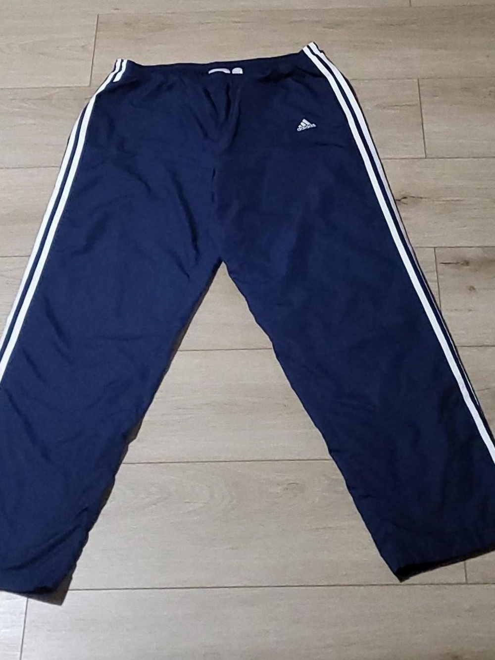 adidas Navy Track Pants with White Side Stripes